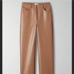 Aritzia 00 Wilfred Camel High Rise Vegan Leather Pant